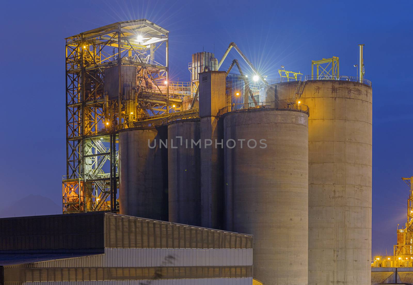 Hong Kong Cement plant at night