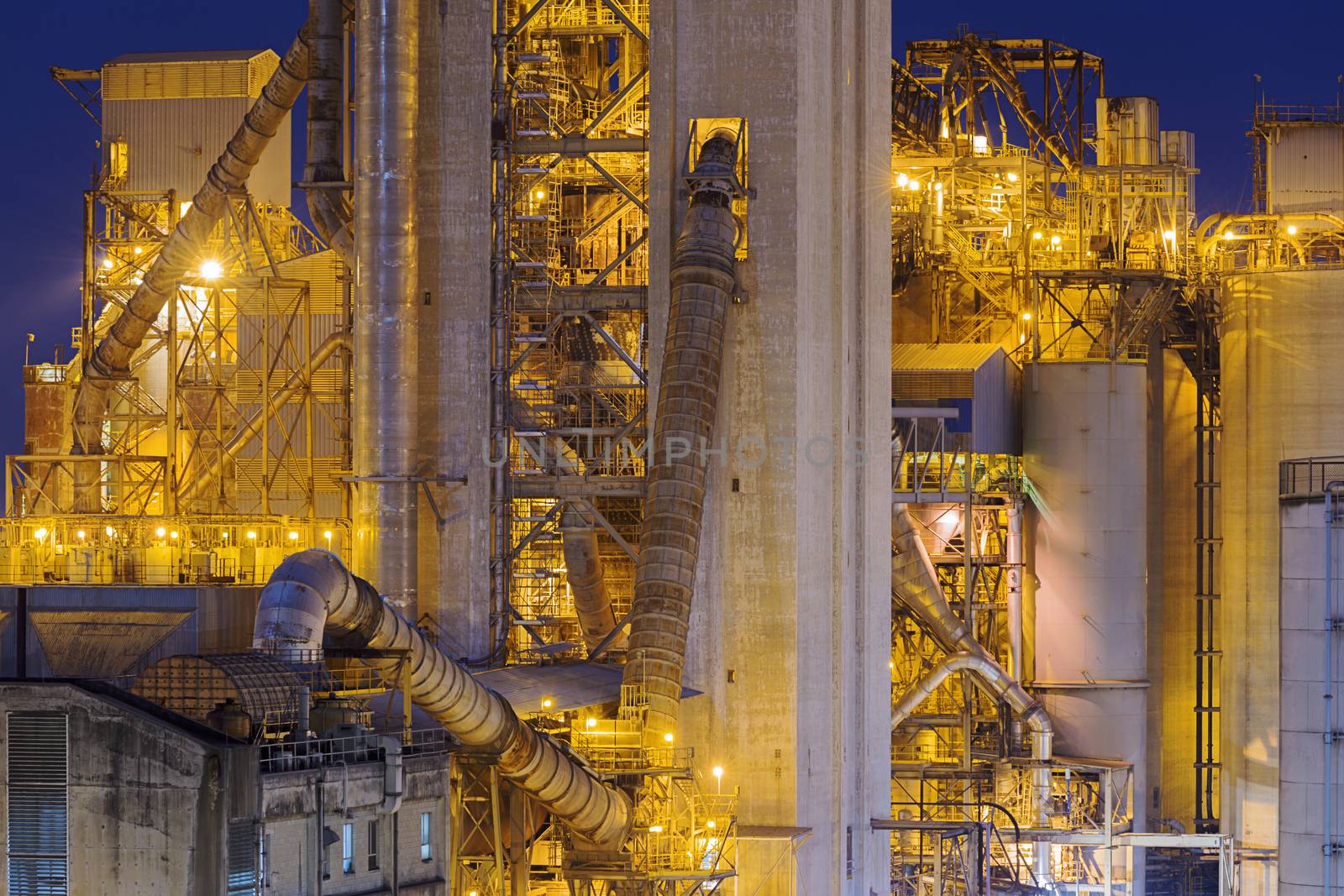 Hong Kong Cement plant at night
