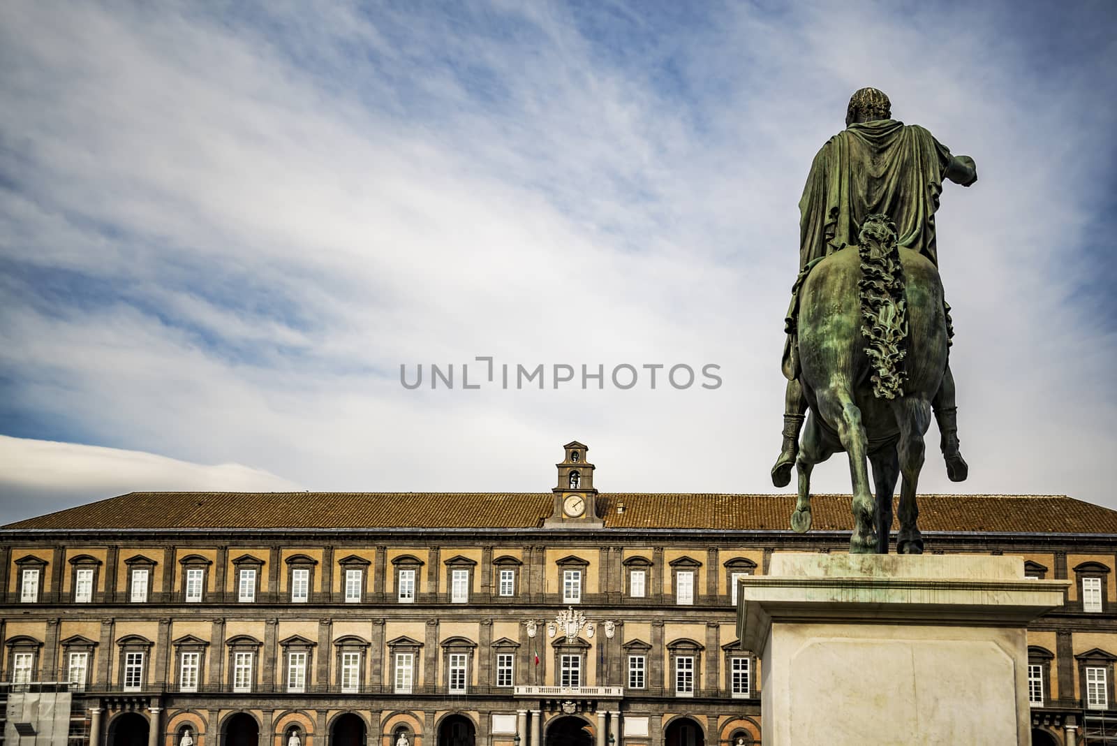 Equestrian Statue outside of the Royal palace of Naples, Italy