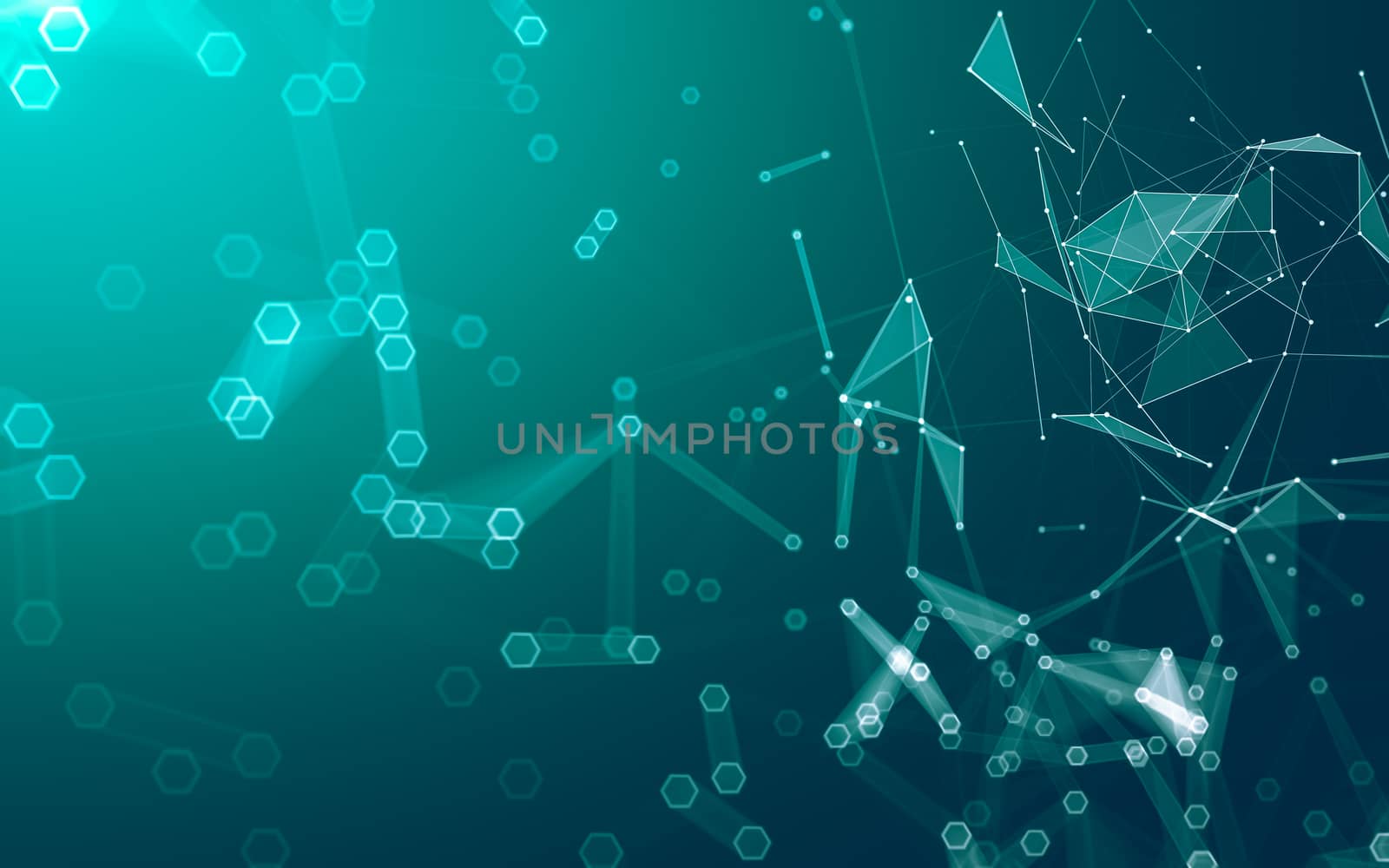 Abstract polygonal space low poly dark background with connecting dots and lines. Connection structure. 3d rendering