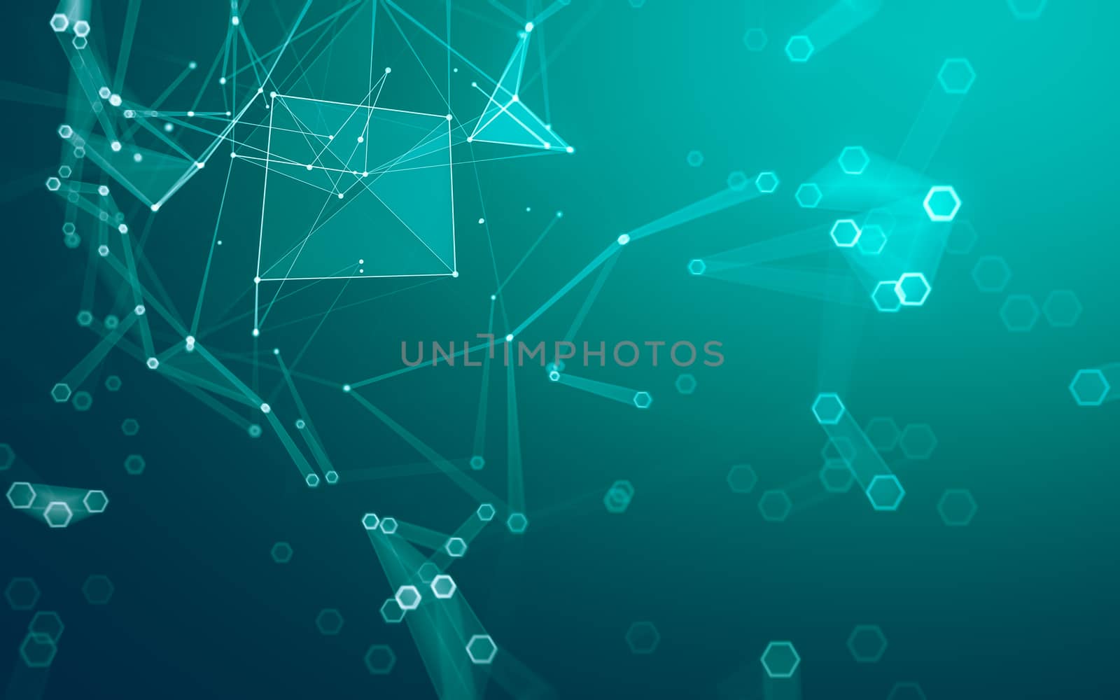 Abstract polygonal space low poly dark background with connecting dots and lines. Connection structure. 3d rendering