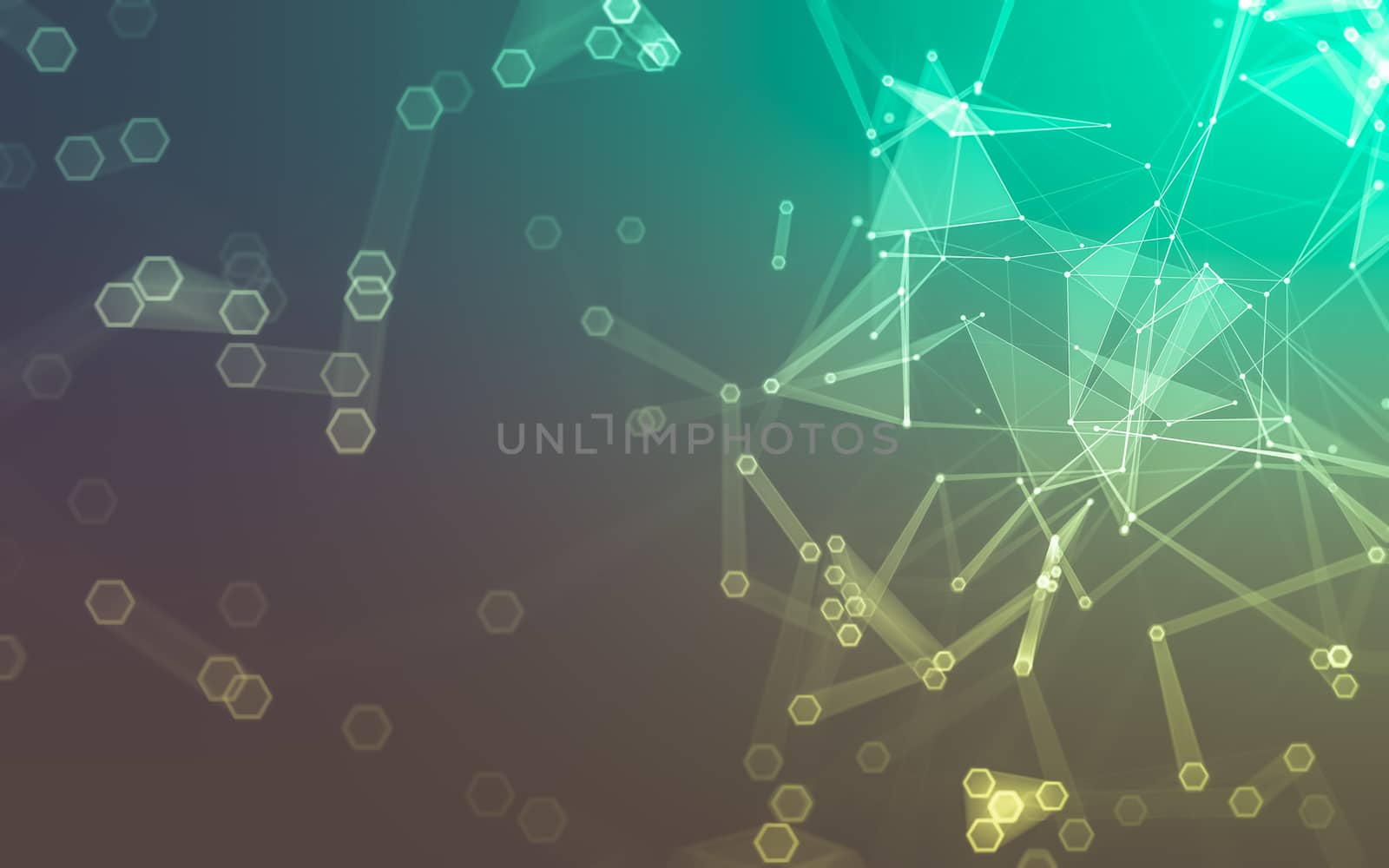 Abstract polygonal space low poly dark background with connecting dots and lines. Connection structure. 3d rendering