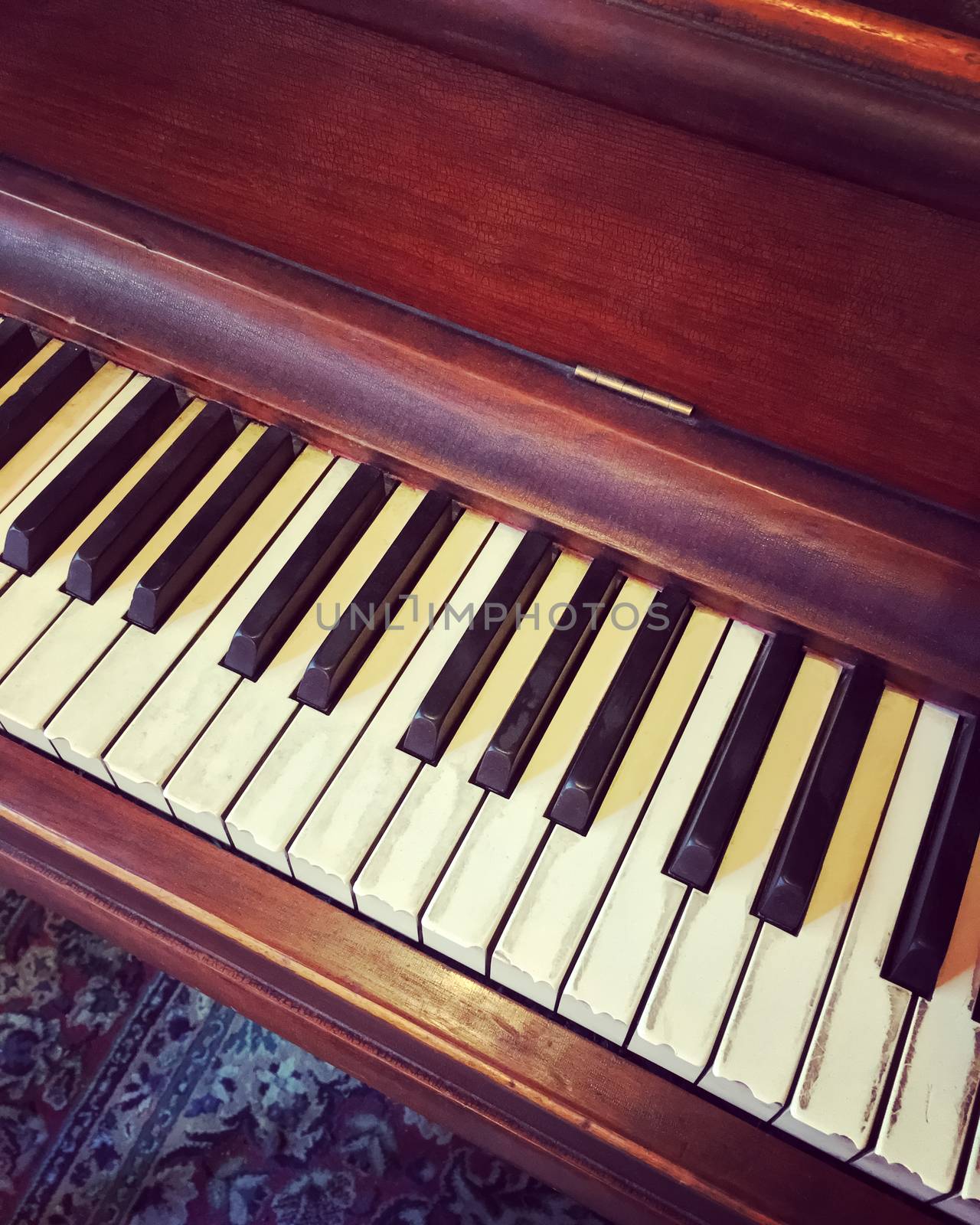 Close-up of a classical piano. Old musical instrument.