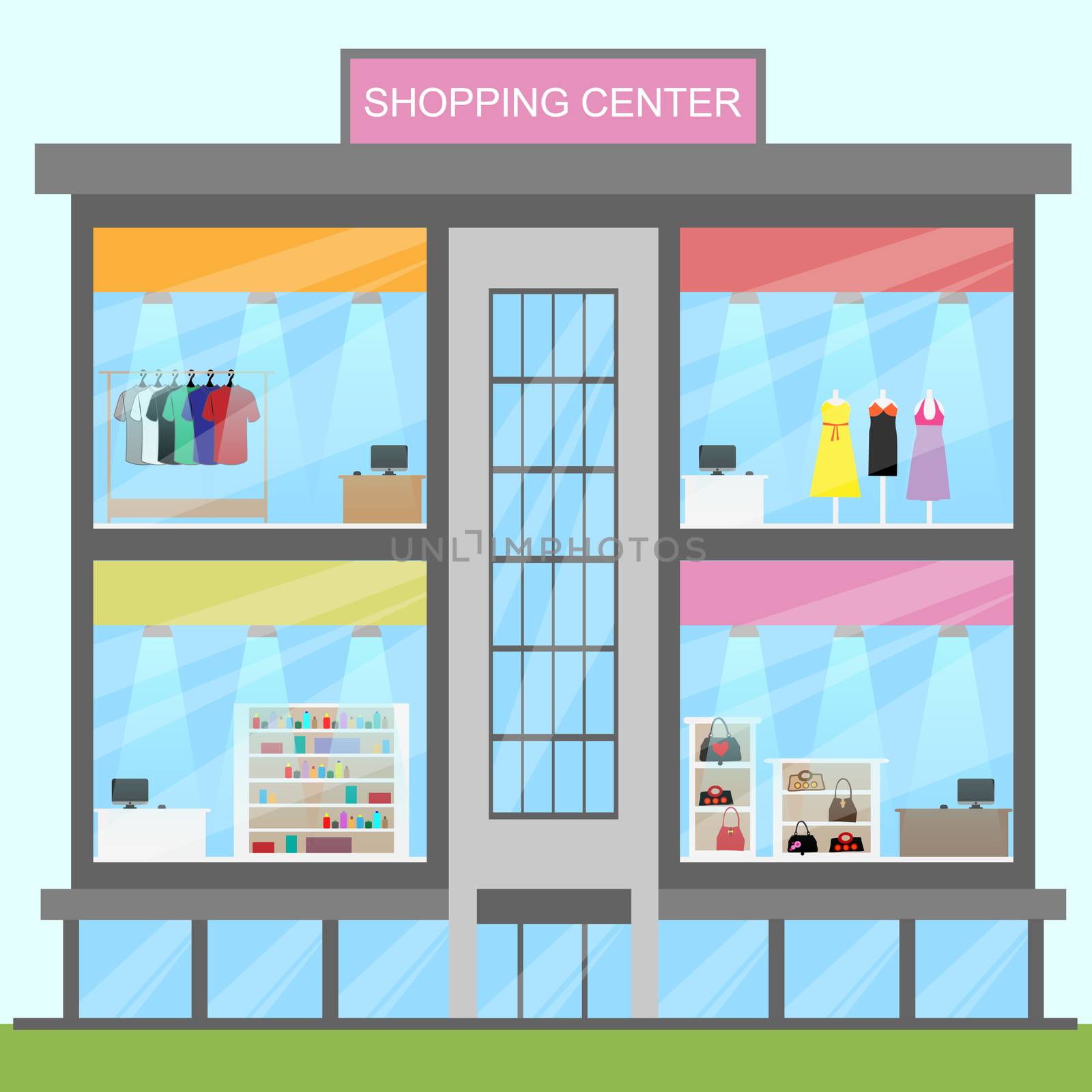 Shopping Center Showing Retail Commerce 3d Illustration by stuartmiles