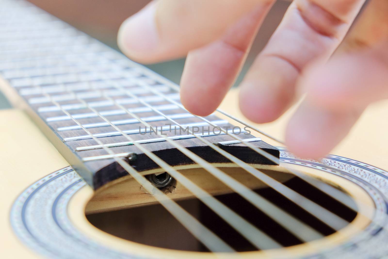 close up of playing guitar background