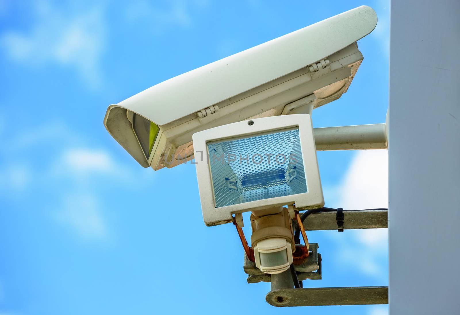 CCTV Security camera and urban video. Closeup view. by pixinoo