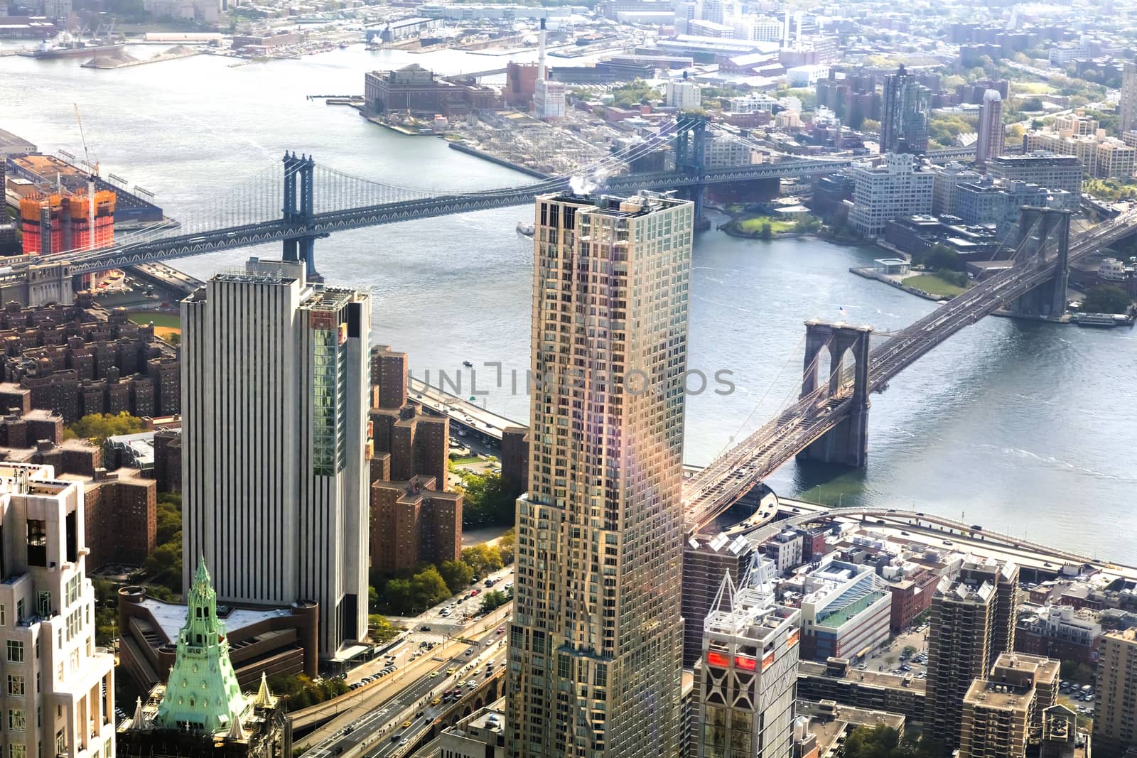 New York City Brooklyn Bridge and Manhattan Bridge by hanusst