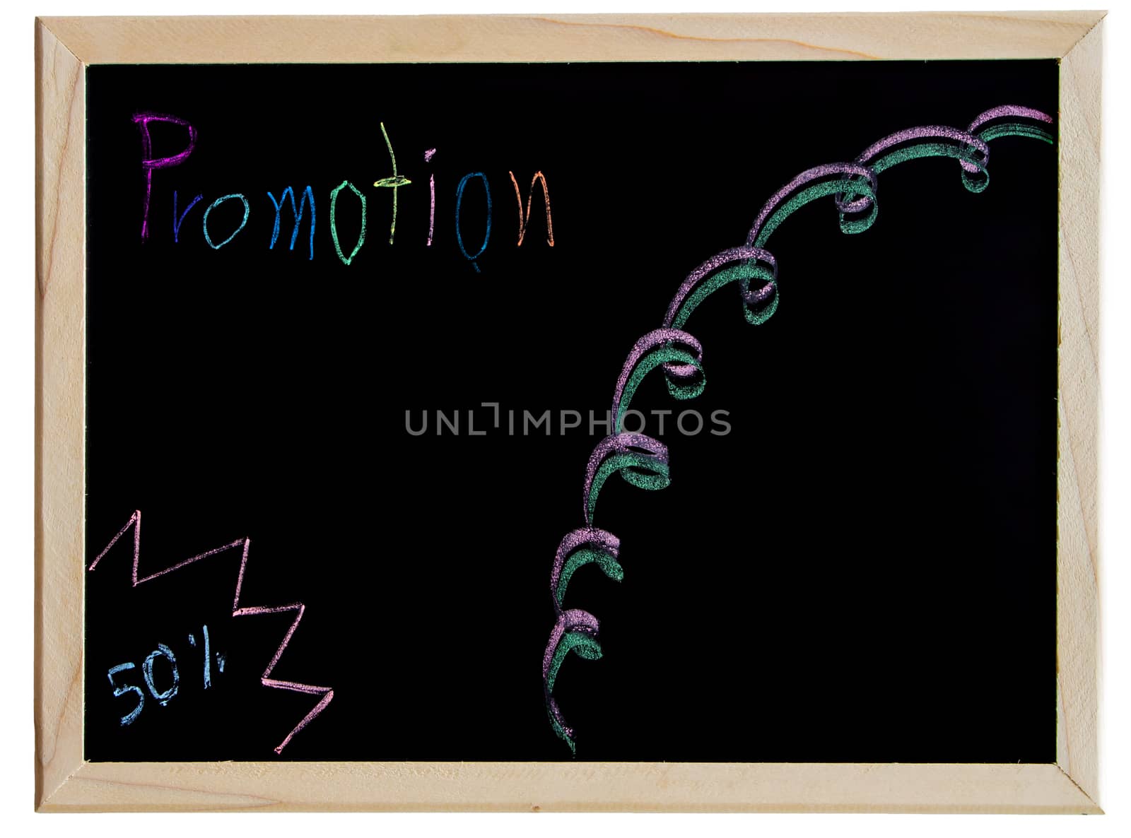 blackboard with promotion text by patrapee5413