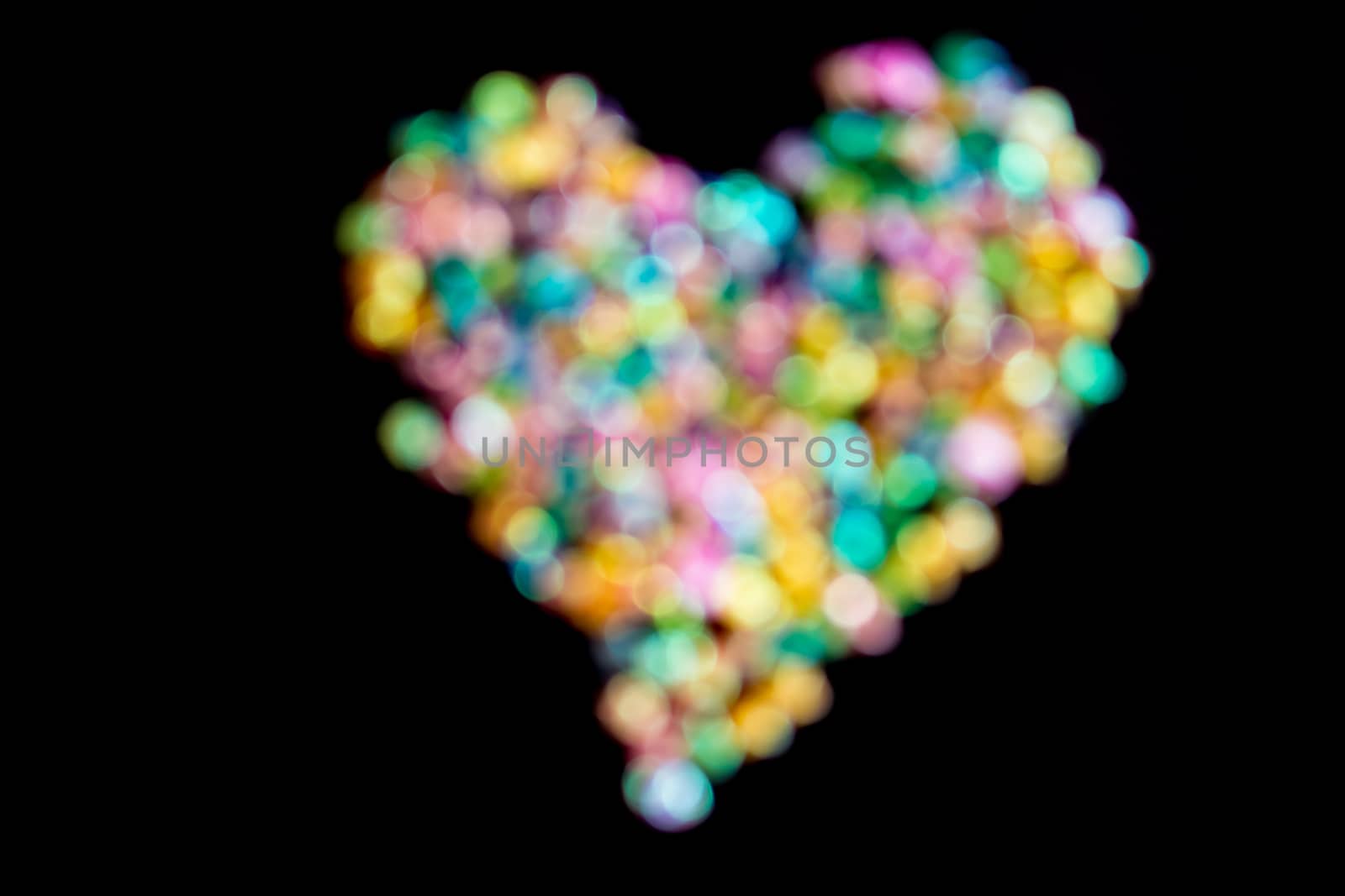 heart colorful bokeh black background