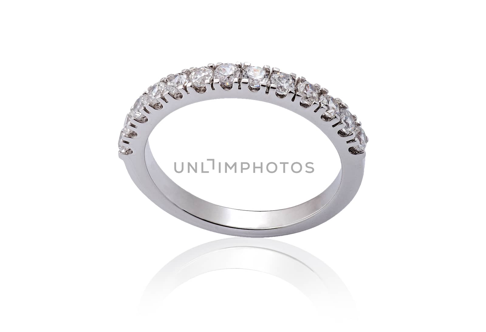 White Gold Engagement Rings with Diamonds on white background