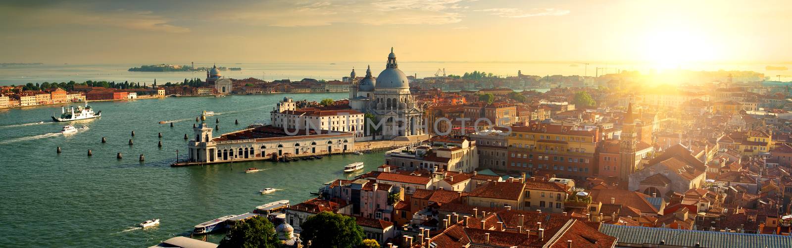 Top view of Venice at sunset, Italy