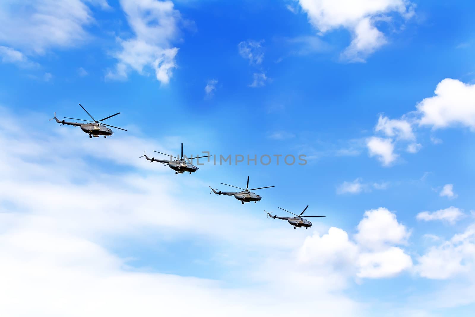 Parade of four war helicopters by Julialine