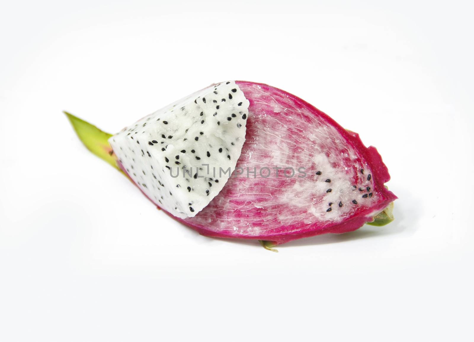 beautiful red dragon fruit on white background