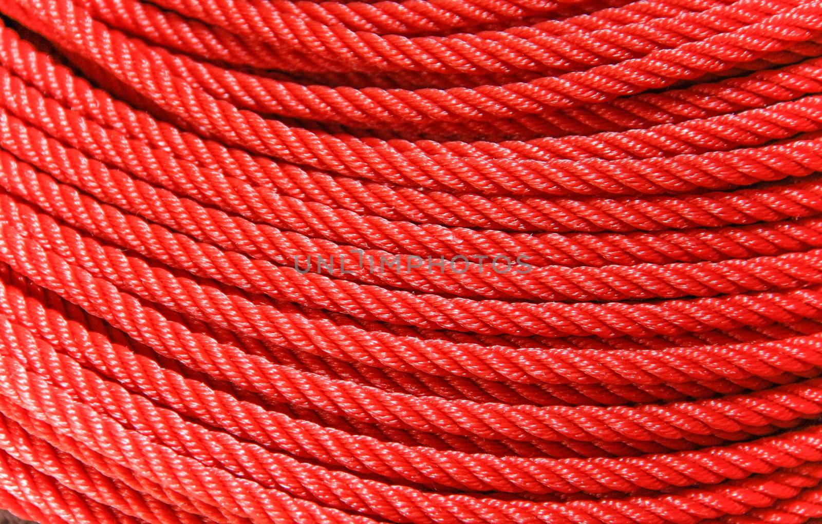 roll texture of red nylon rope