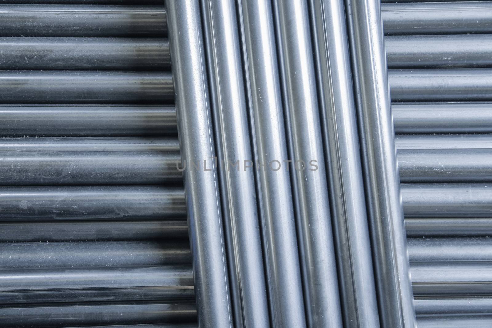 pipe, circle aluminium steel on cement floor