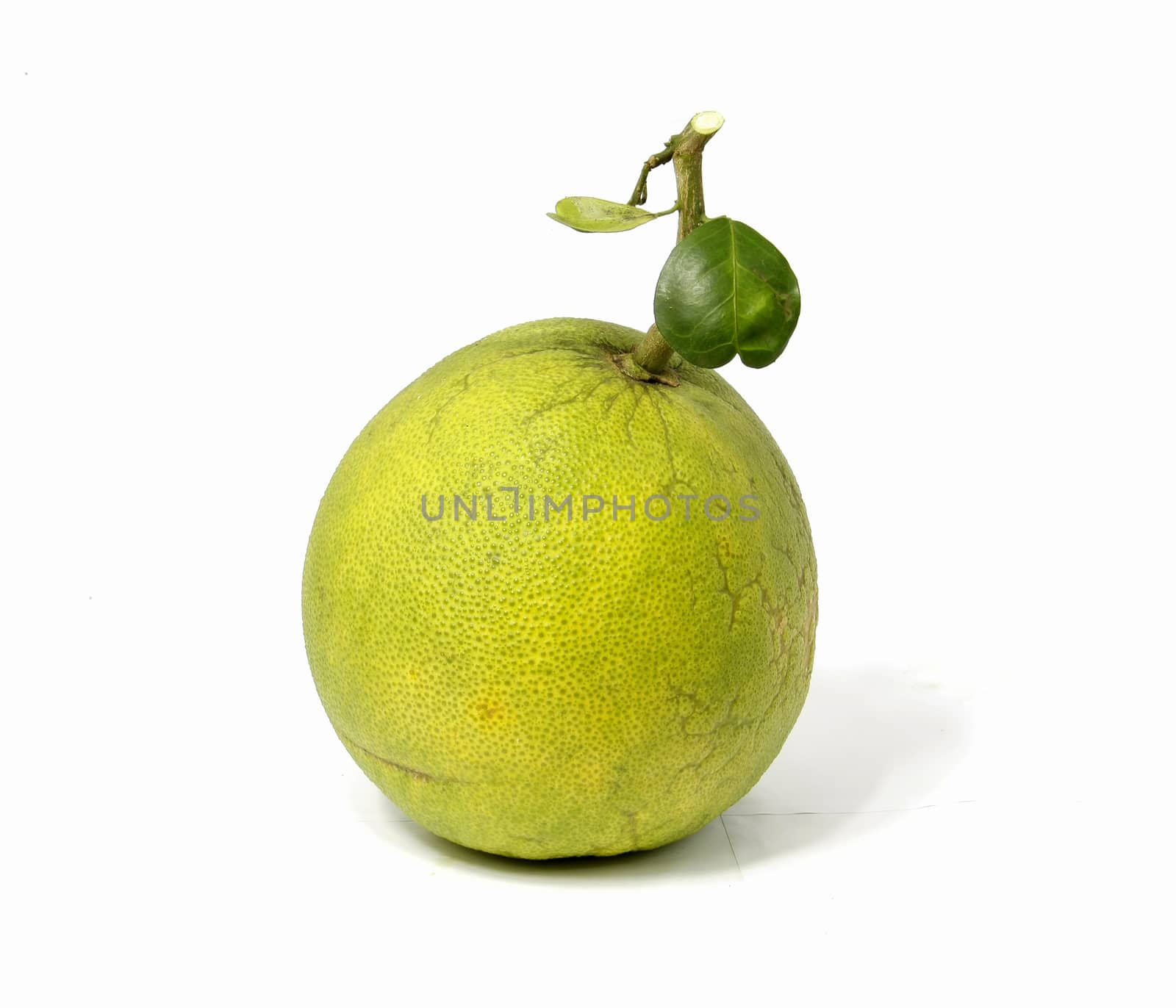 a green pomelo fruit on white background