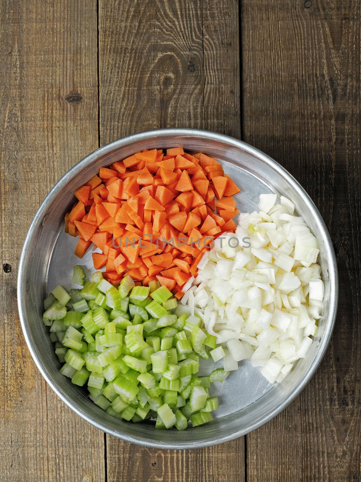 rustic diced carrot onion and celery by zkruger