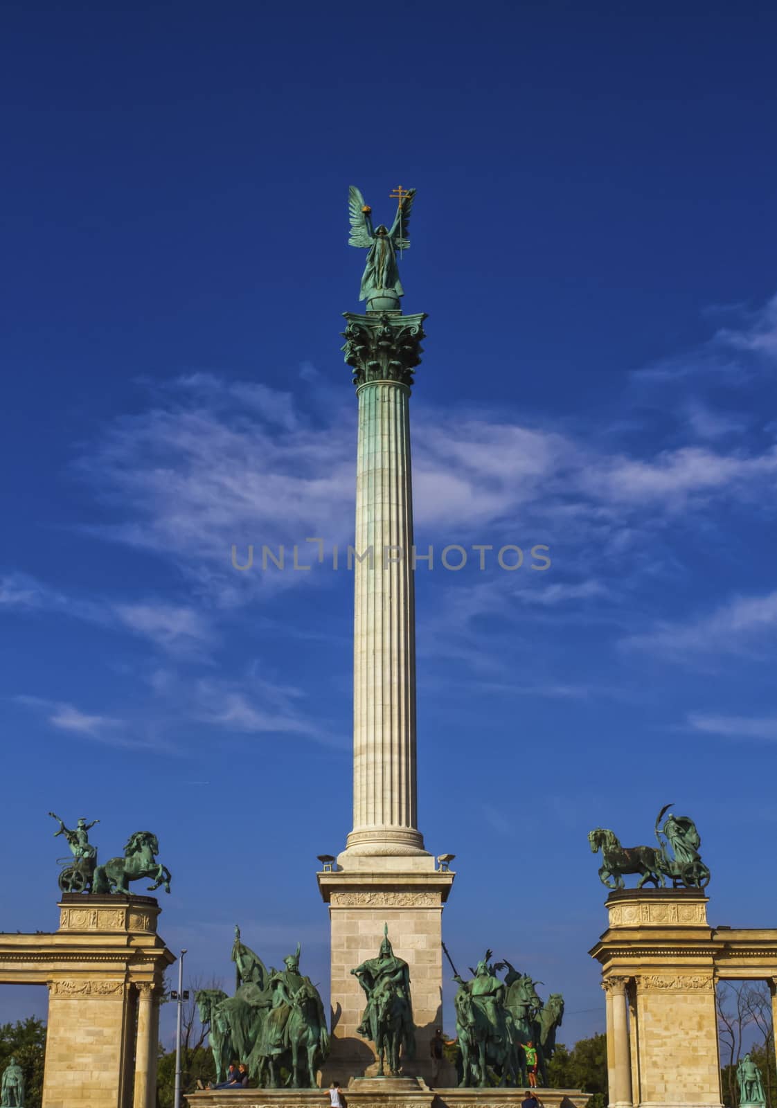 Millennium Monument on the Heroes' Square or Hosok Tere by day, Budapest, Hungary