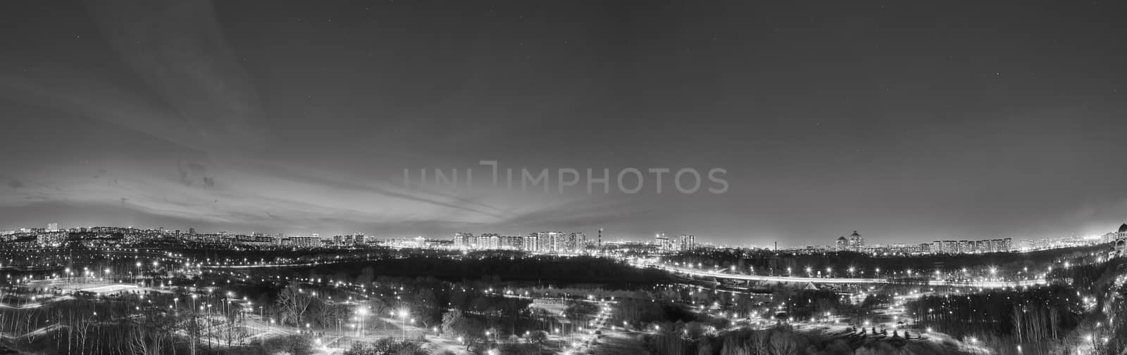 Night Moscow panorama BW by rasika108