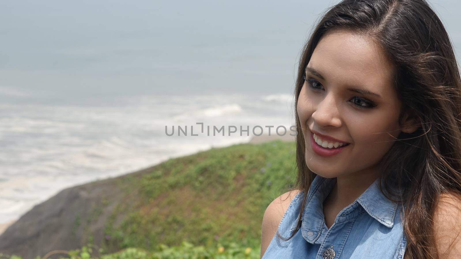 Teen Girl At Ocean Coast