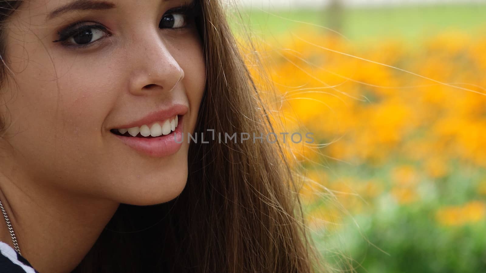 Happy Teen Girl In Meadow