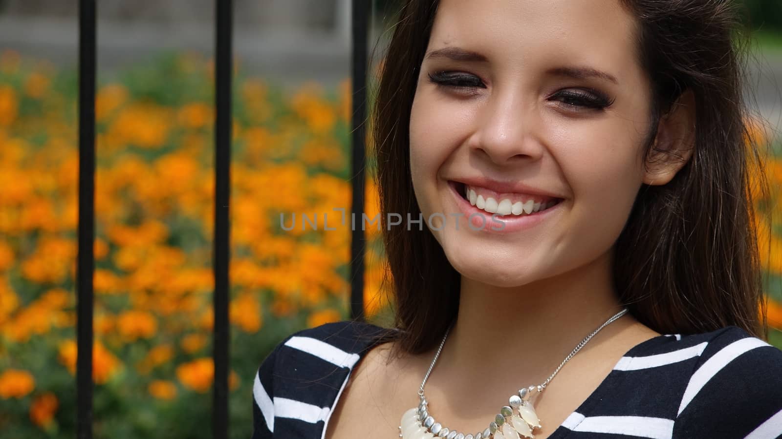 Happy Teen Girl In Park