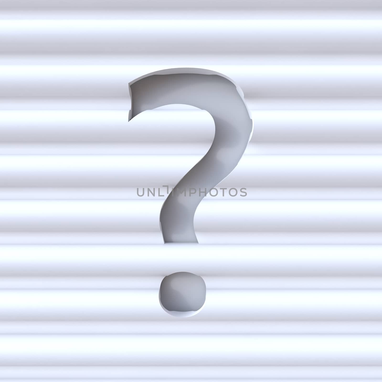 Cut out font in wave surface punctuation mark QUESTION MARK 3D rendering illustration