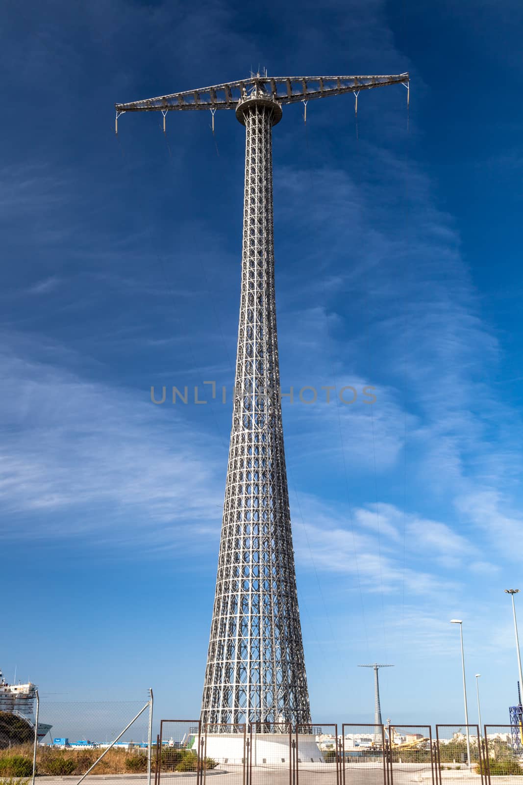 Communications tower with a beautiful blue sky