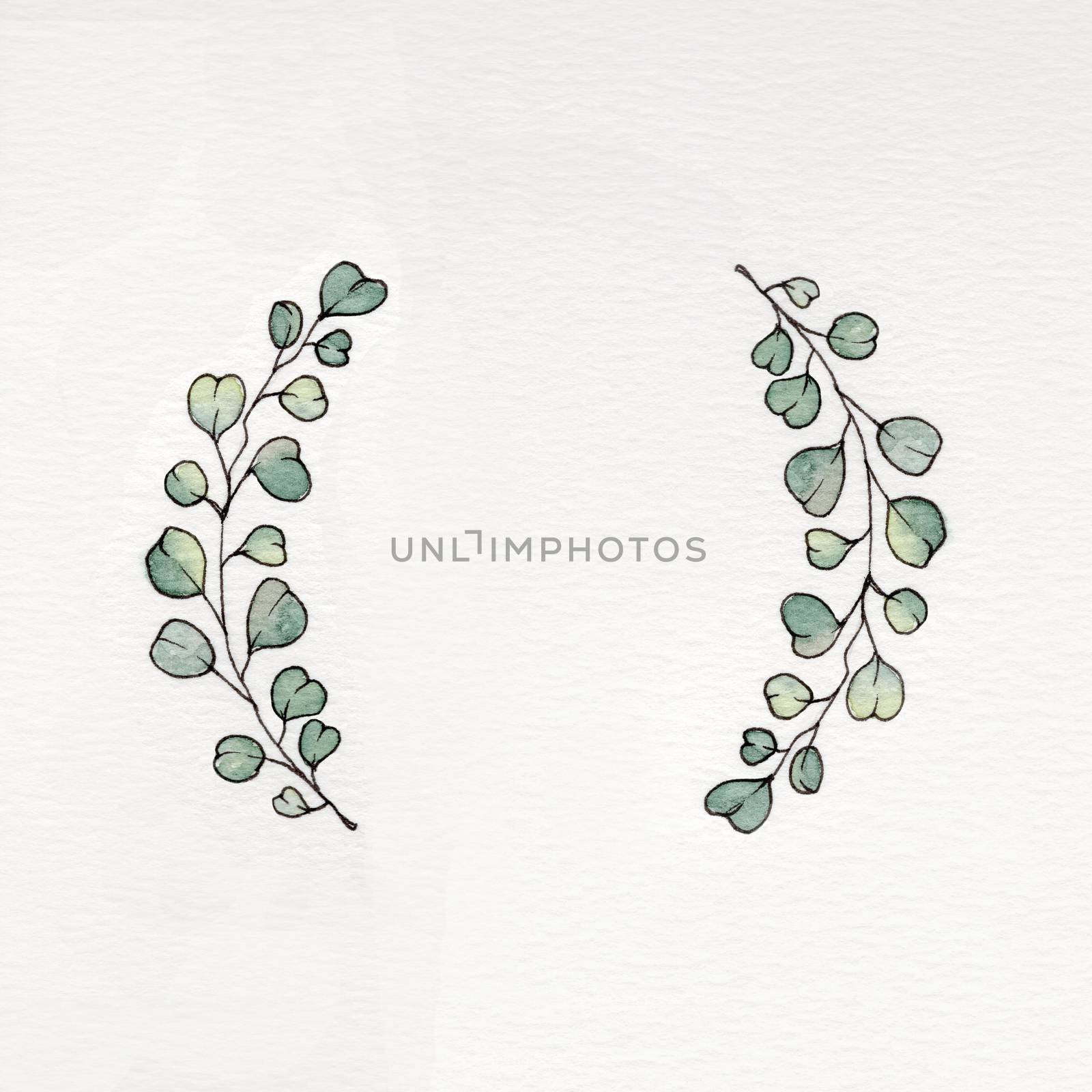 Watercolor wreath with eucalyptus leaves by JaneMaier