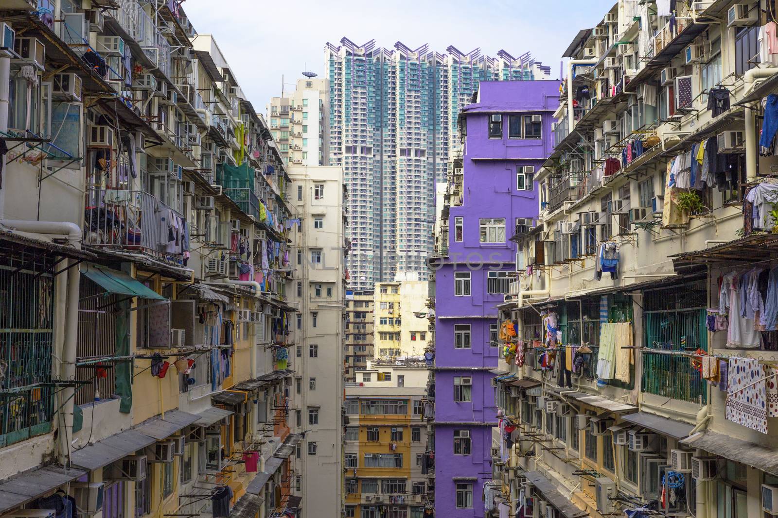 hong kong public slum estate at day