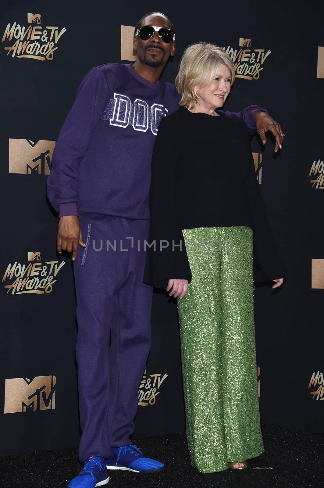 Snoop Dogg, Martha Stewart at the 2017 MTV Movie & TV Awards, Press Room, Shrine Auditorium, Los Angeles, CA 05-07-17