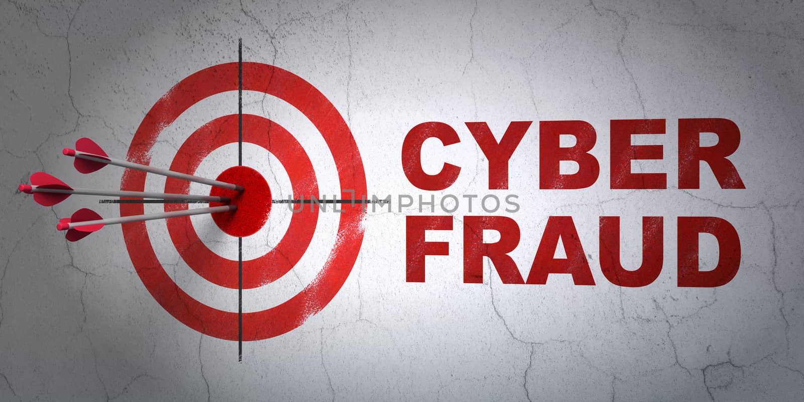 Protection concept: target and Cyber Fraud on wall background by maxkabakov