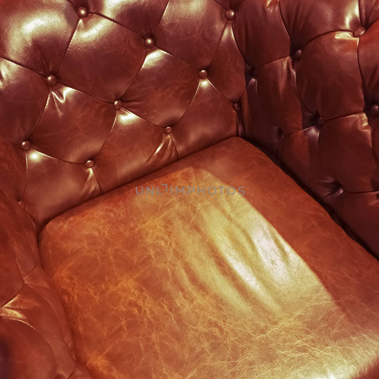 Detail of a shiny luxurious leather armchair.