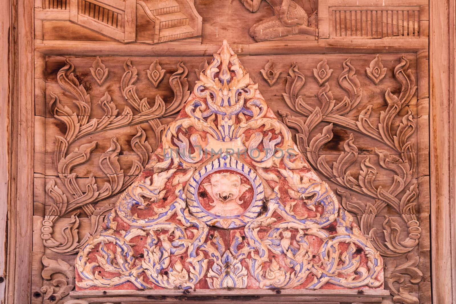 Wood carving antique Wat Guti Bangkem,Thailand