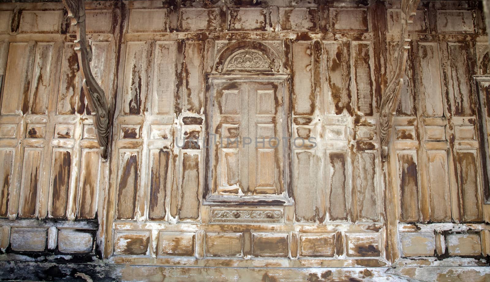 Wat Guti Bangkem,Temple in Thailand. Khao yoi, phetchaburi Thailand.Teak wood church, Wood background