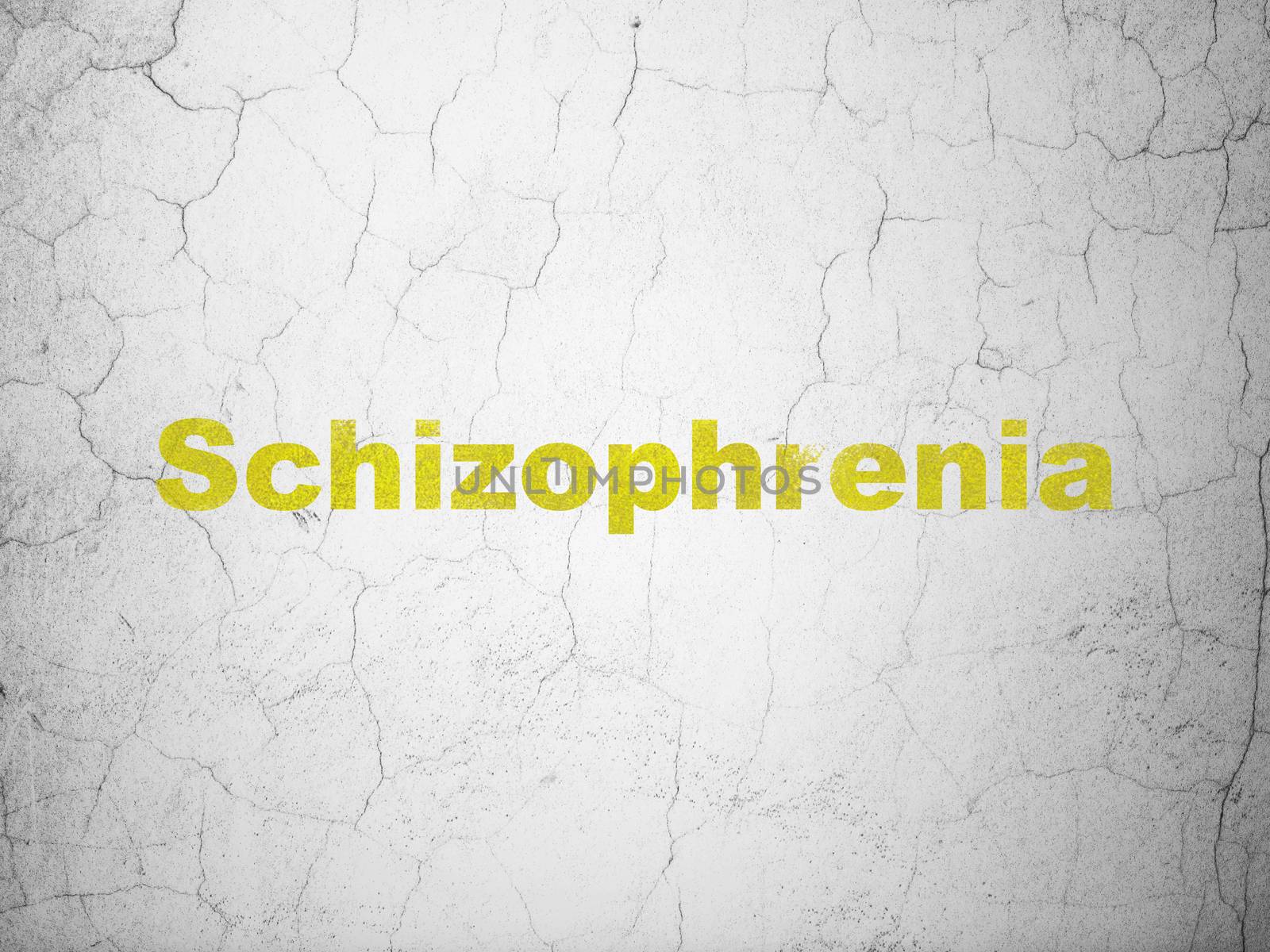 Medicine concept: Schizophrenia on wall background by maxkabakov