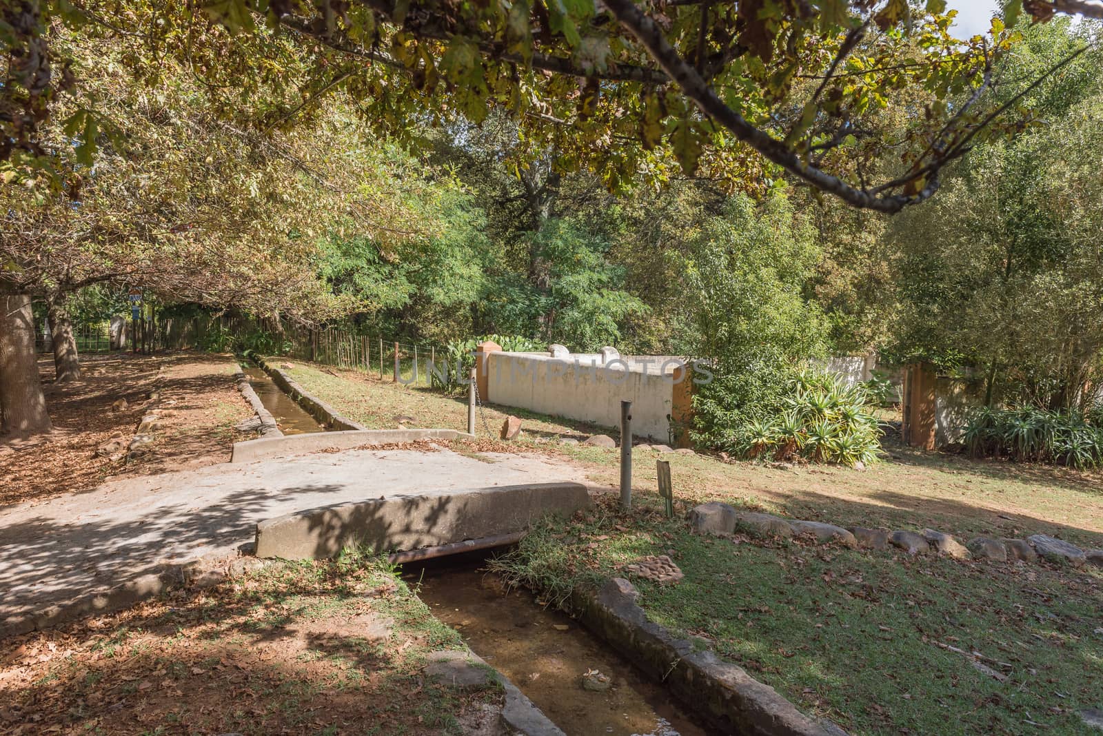 Water canal used to turn the wheel of the historic mill in Genadendal. Genadendal was the first mission station in South Africa, founded 1738