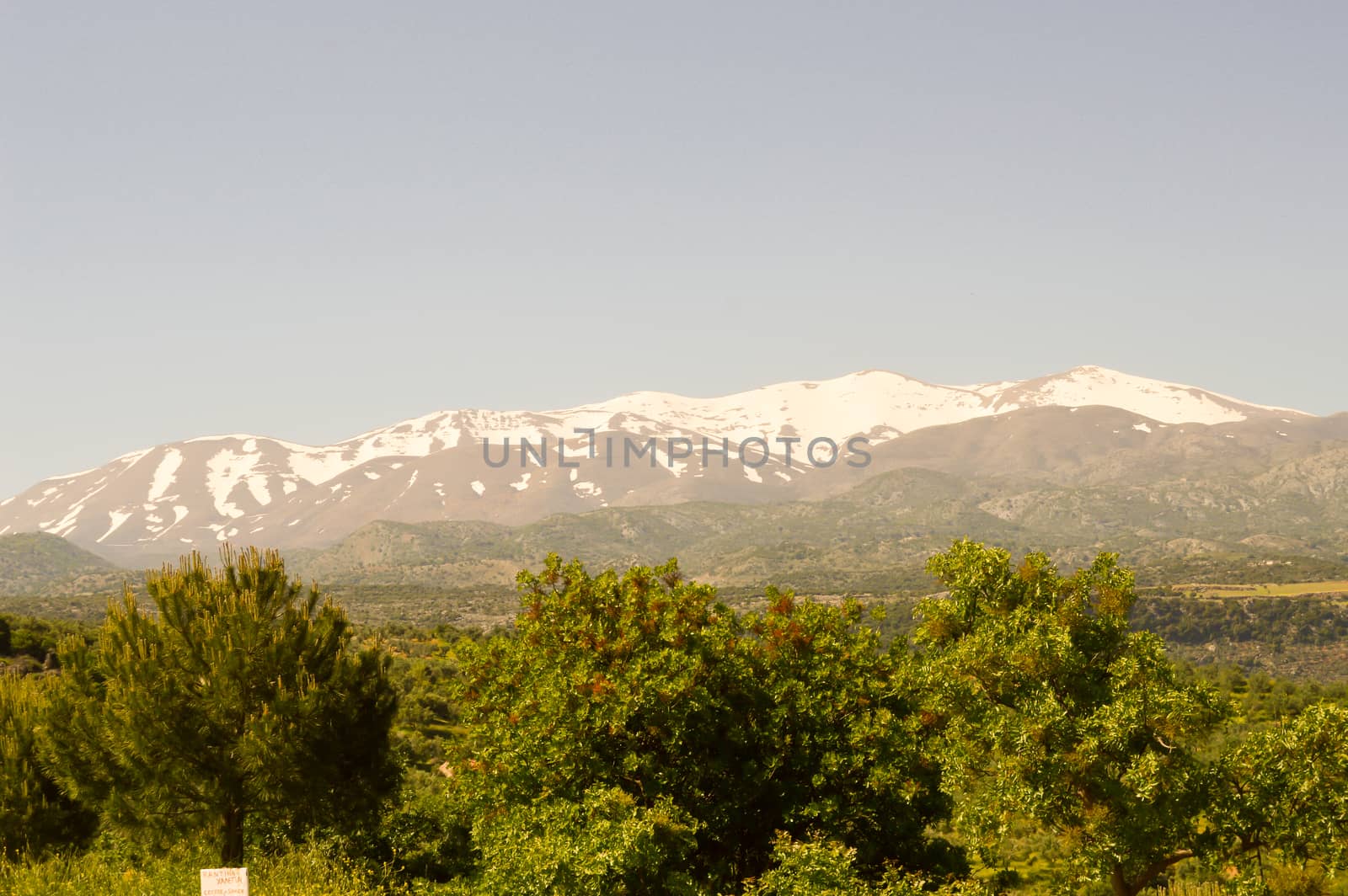 View of the mountains of Mount Ida in the center of Crete