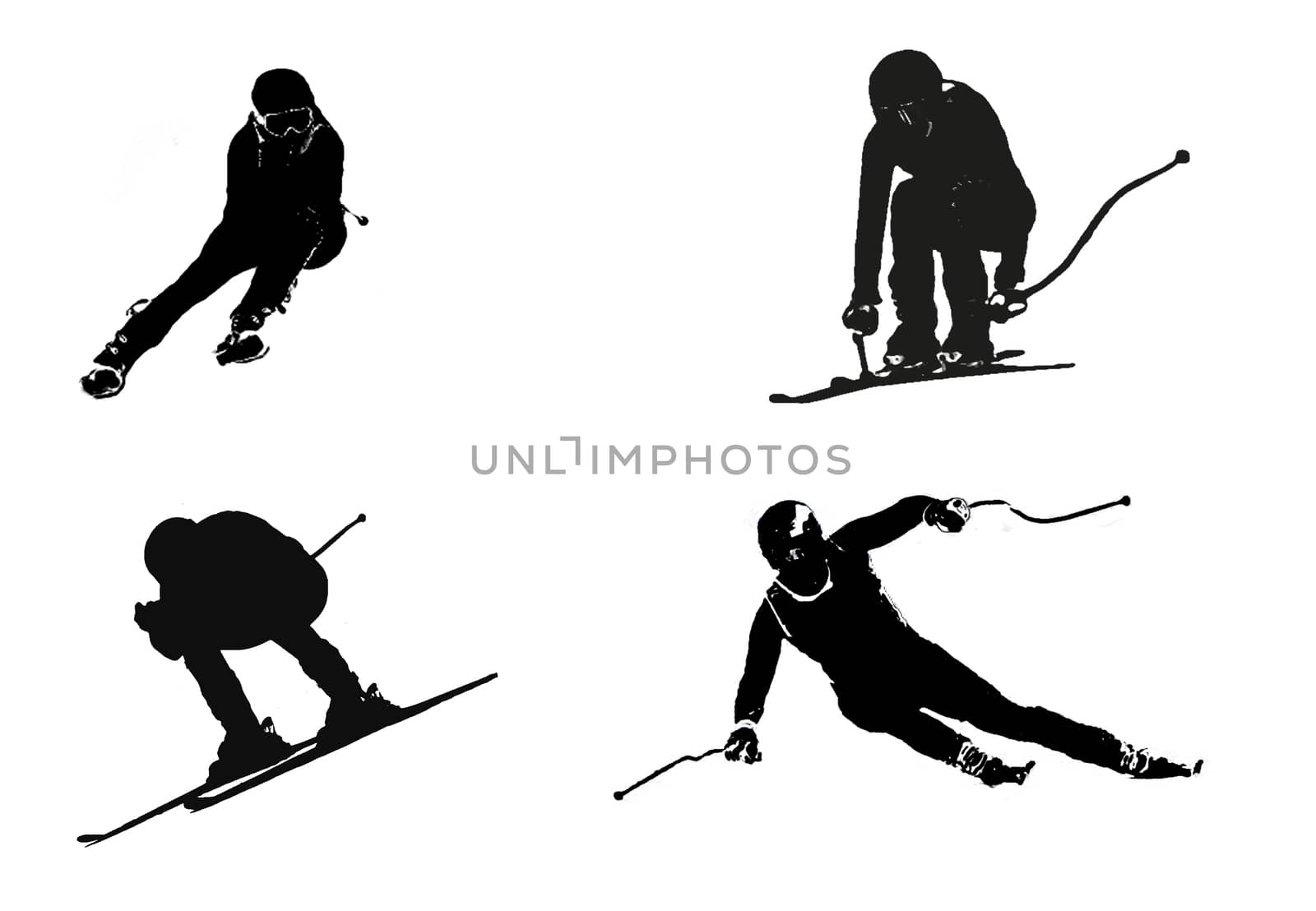 Skiing teechnique of winter downhill skiing