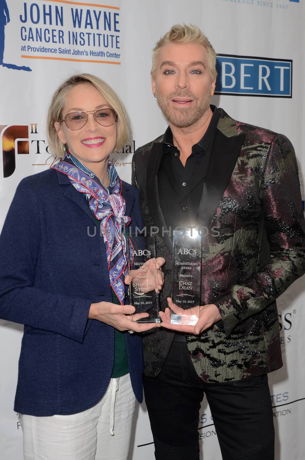 Sharon Stone, Chaz Dean at the Associates for Breast and Prostate Cancer Studios Annual Mother's Day Luncheon, Four Seasons Hotel, Beverly Hills, CA 05-10-17
