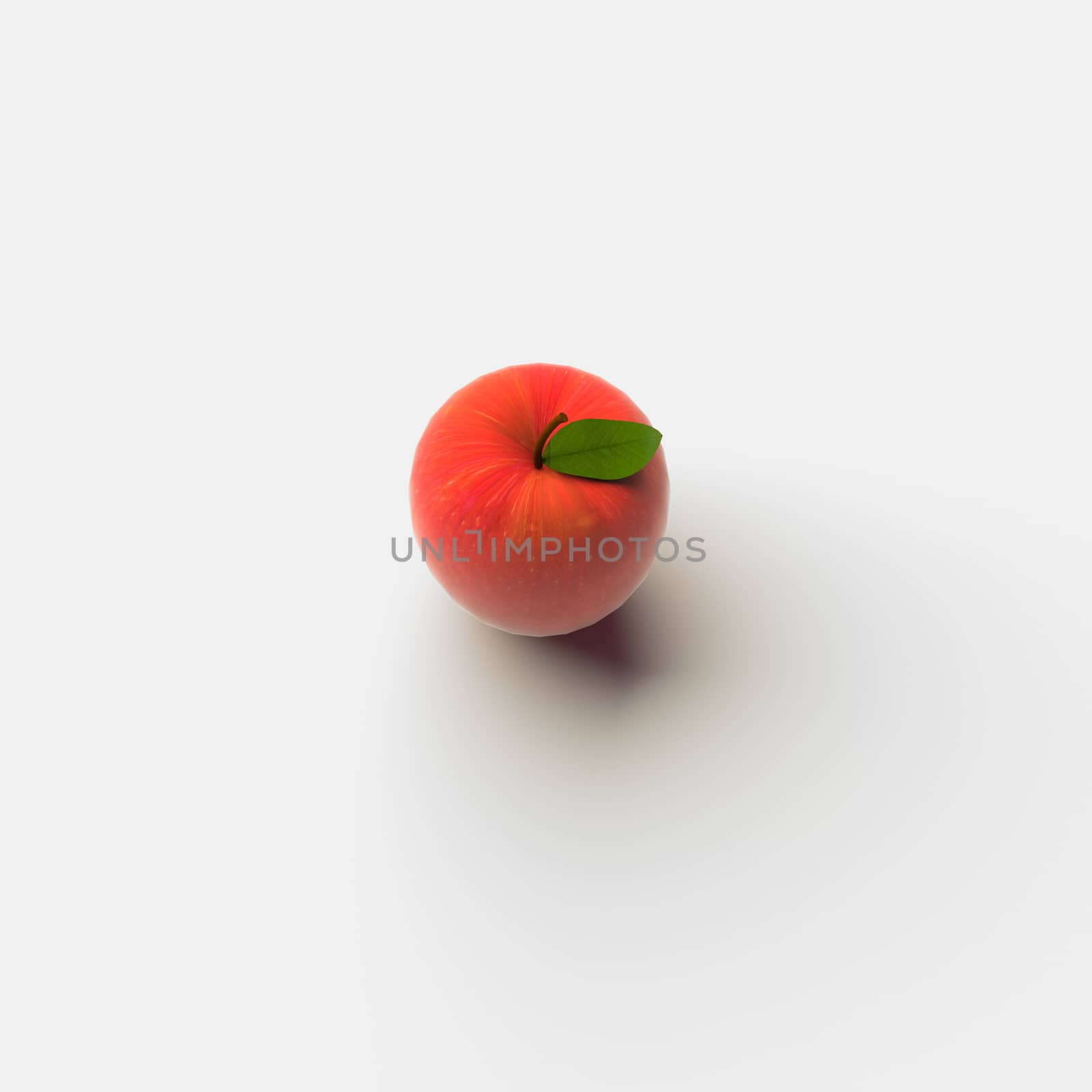 3D RENDERING OF AN APPLE ON PLAIN BACKGROUND