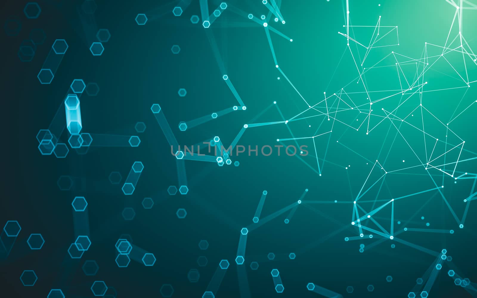 Abstract polygonal space low poly dark background with connecting dots and lines. Connection structure. 3d rendering