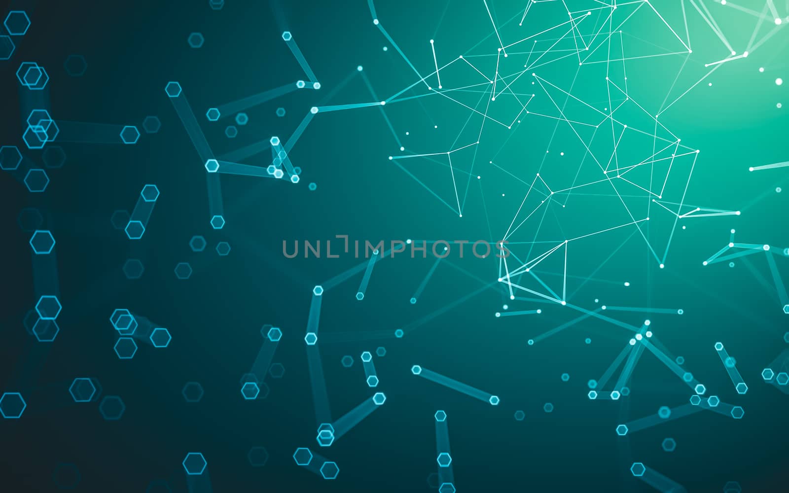 Abstract polygonal space low poly dark background with connecting dots and lines. Connection structure. 3d rendering