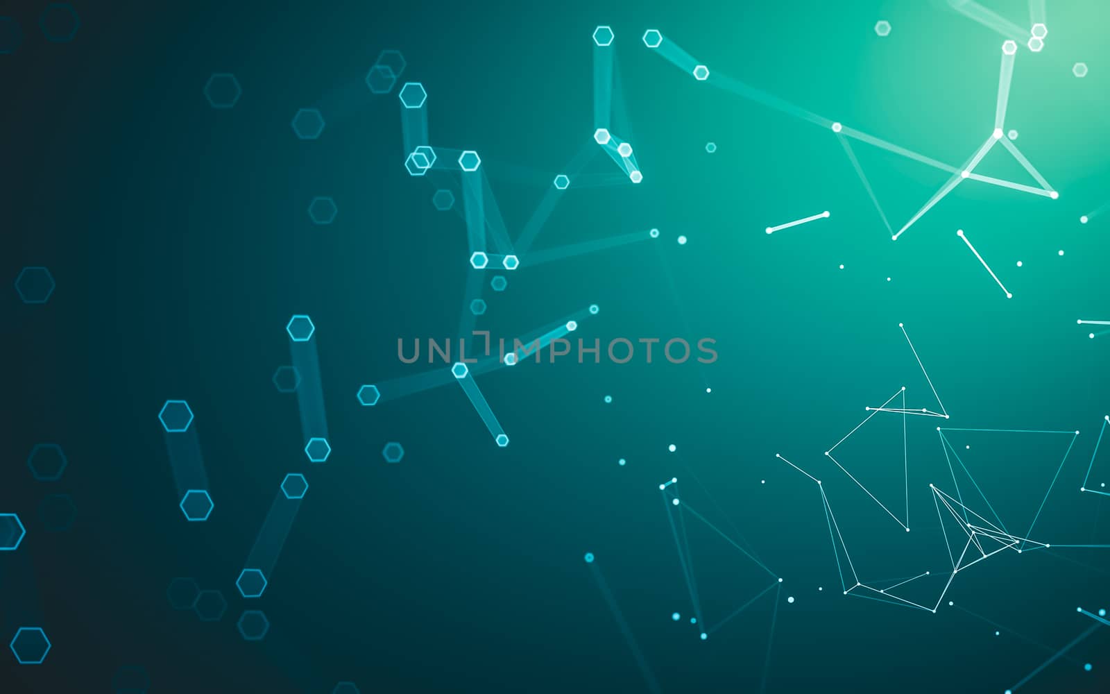 Abstract polygonal space low poly dark background with connecting dots and lines. Connection structure. 3d rendering