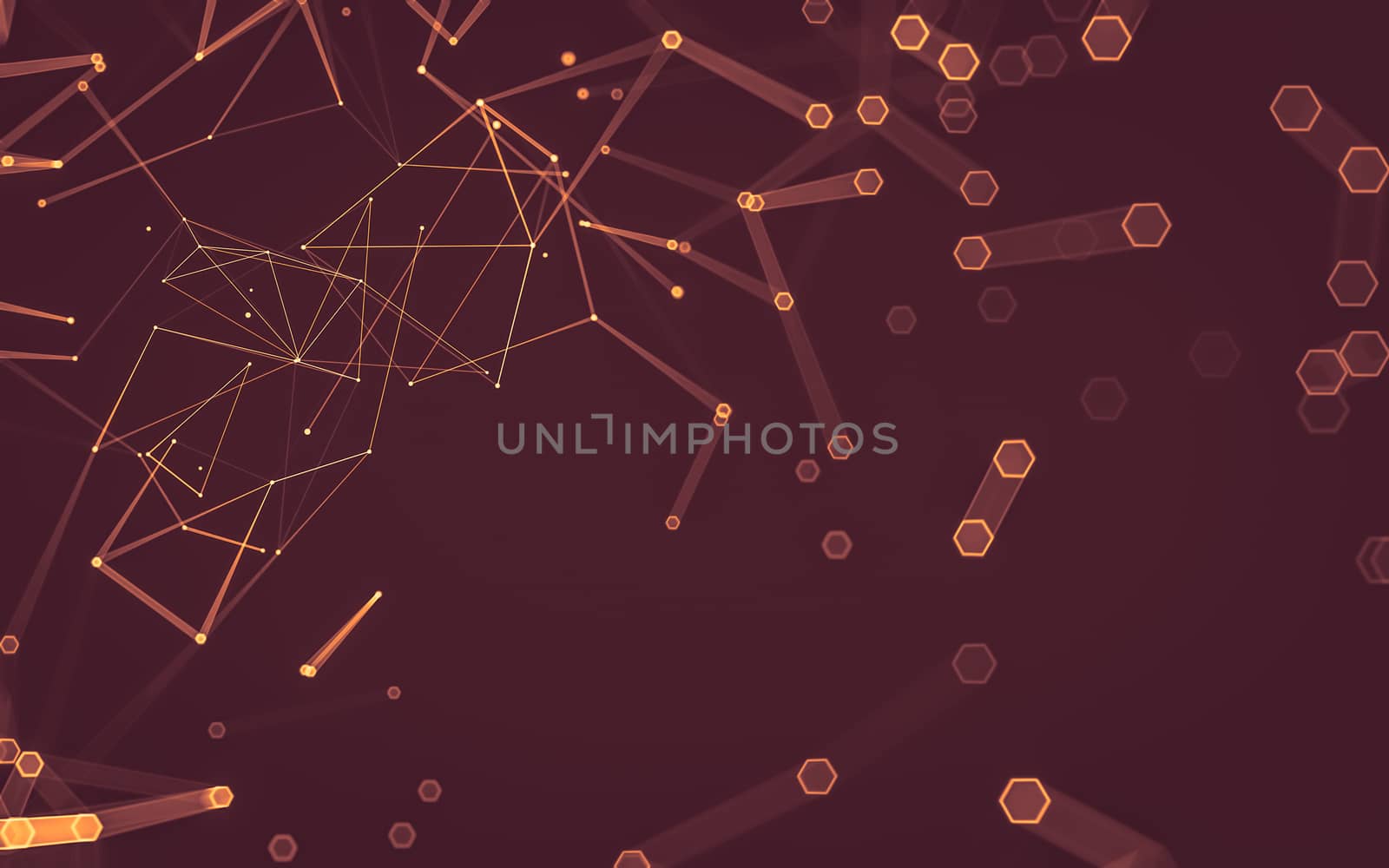 Abstract polygonal space low poly dark background with connecting dots and lines. Connection structure. 3d rendering