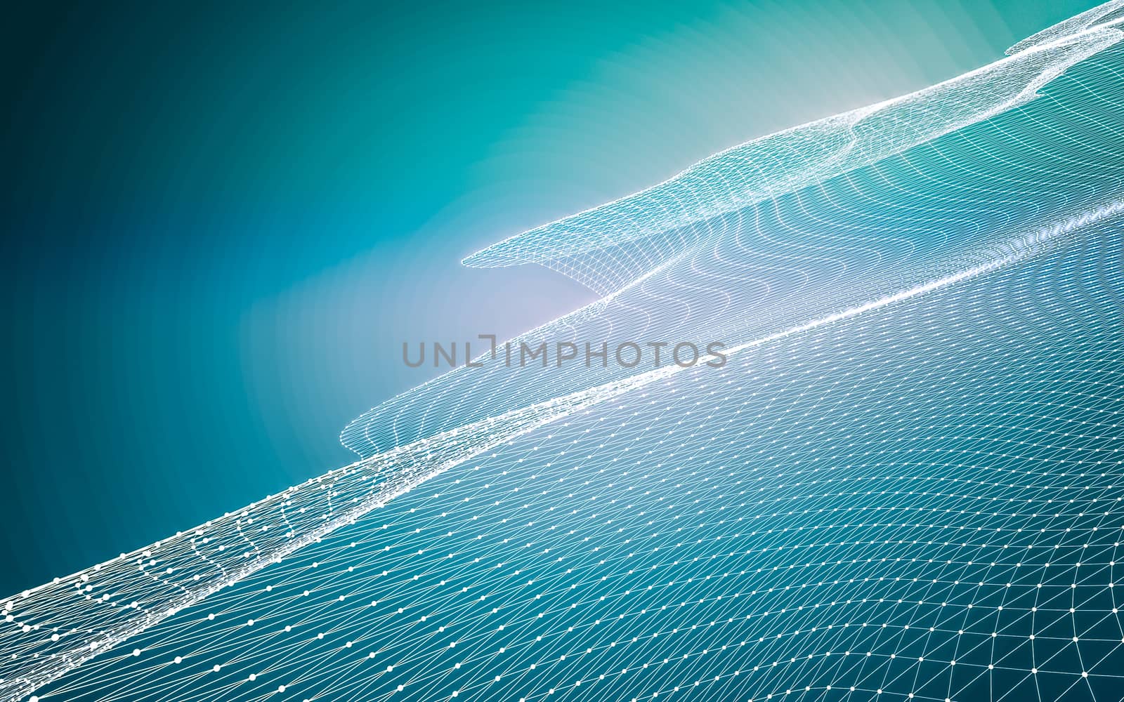 Abstract polygonal space low poly dark background with connecting dots and lines. Connection structure. 3d rendering