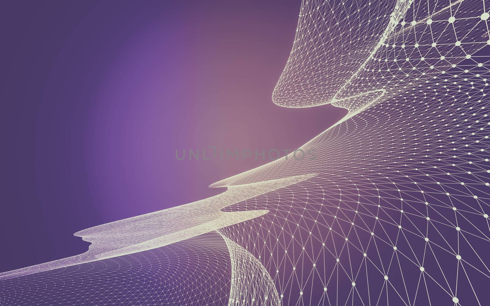 Abstract polygonal space low poly dark background with connecting dots and lines. Connection structure. 3d rendering