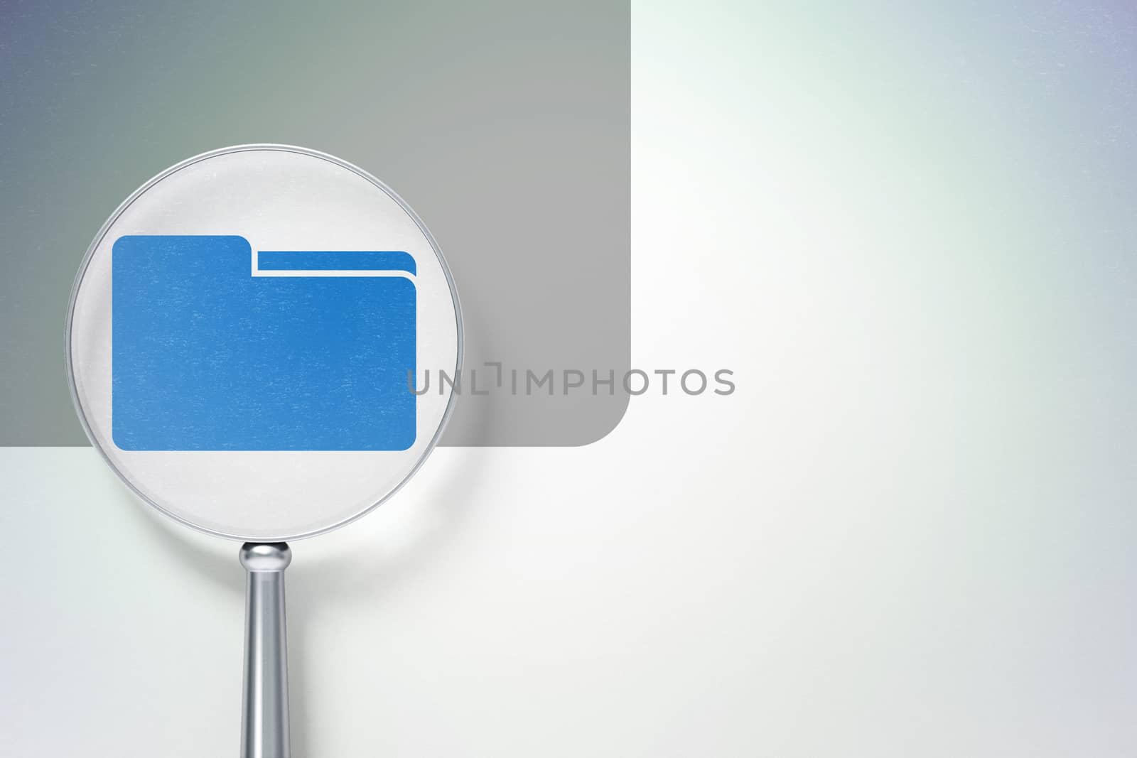 Business concept:  Folder with optical glass on digital background by maxkabakov