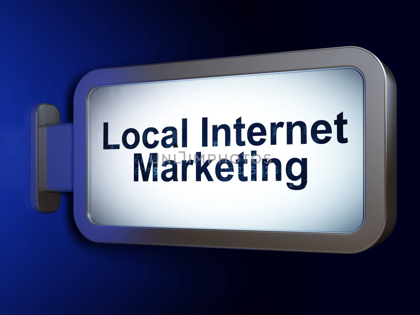 Marketing concept: Local Internet Marketing on advertising billboard background, 3D rendering
