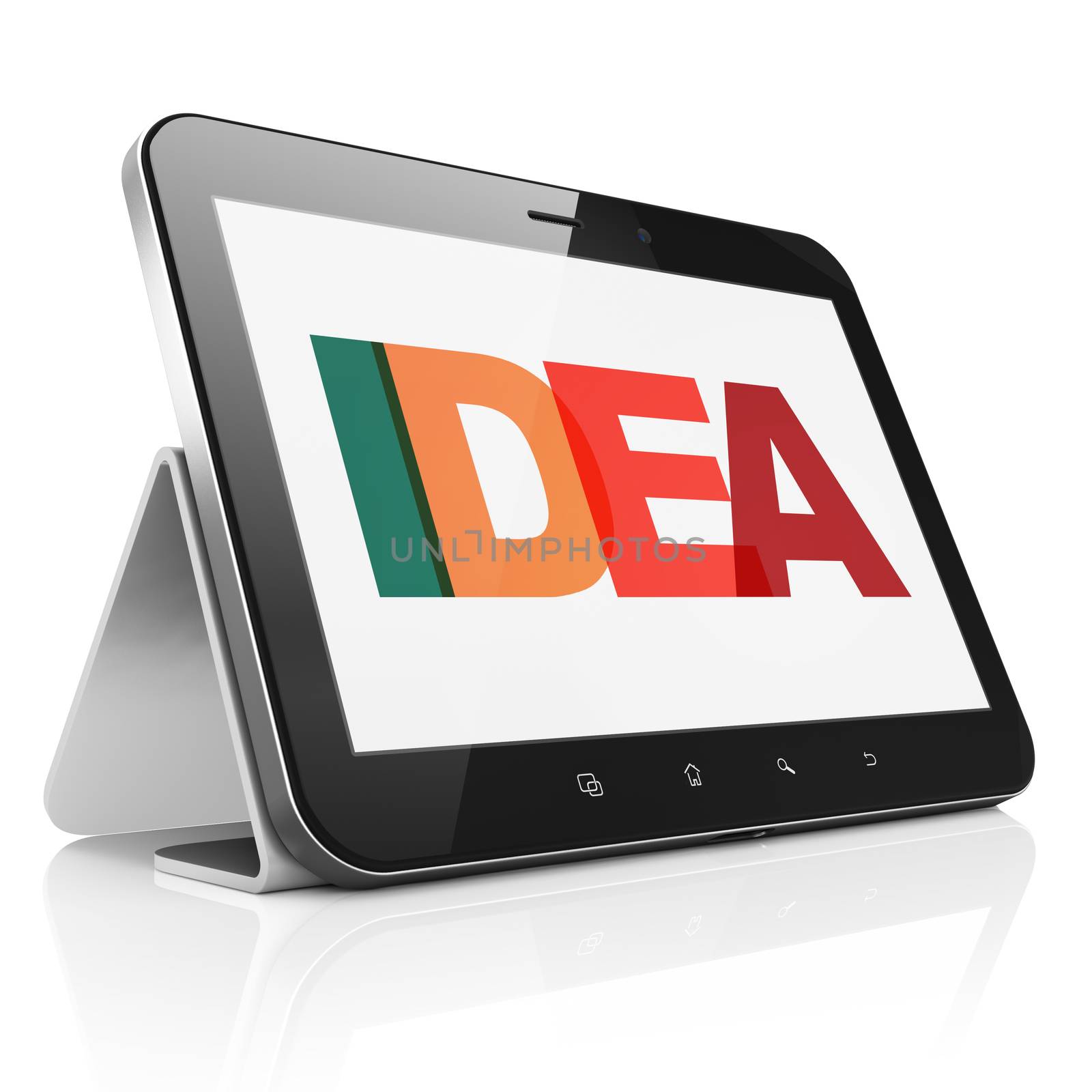 Advertising concept: Tablet Computer with Idea on  display by maxkabakov